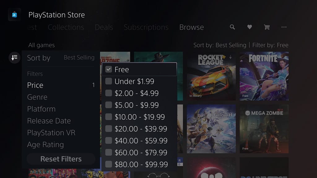 Where to find free games in the PlayStation Store of PS5